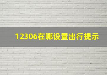 12306在哪设置出行提示