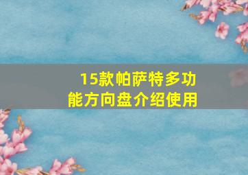 15款帕萨特多功能方向盘介绍使用