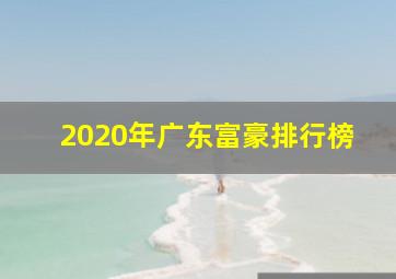 2020年广东富豪排行榜