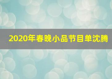 2020年春晚小品节目单沈腾