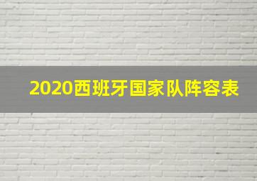 2020西班牙国家队阵容表