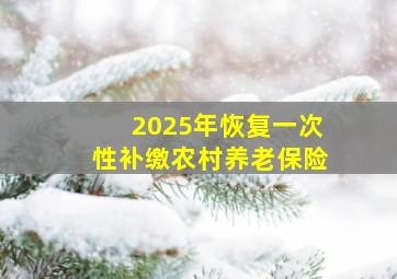 2025年恢复一次性补缴农村养老保险