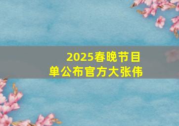 2025春晚节目单公布官方大张伟