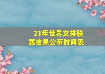 21年世界女排联赛结果公布时间表