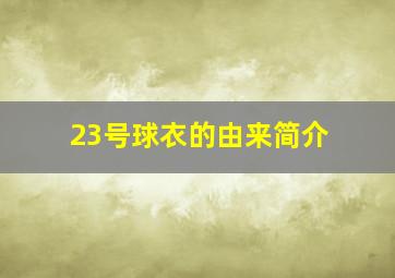 23号球衣的由来简介