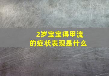 2岁宝宝得甲流的症状表现是什么