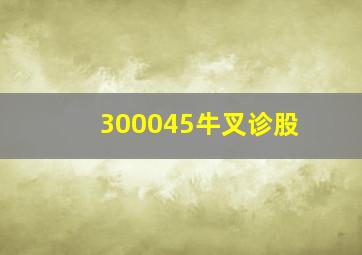 300045牛叉诊股