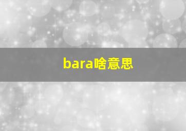 bara啥意思