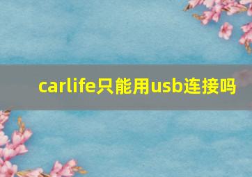 carlife只能用usb连接吗