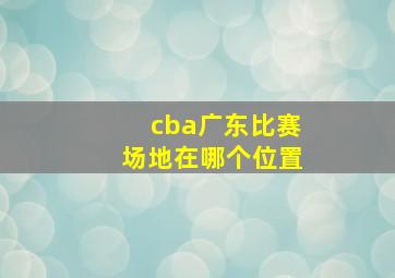 cba广东比赛场地在哪个位置