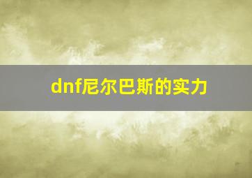 dnf尼尔巴斯的实力