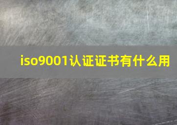 iso9001认证证书有什么用