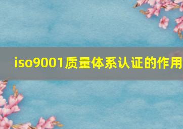 iso9001质量体系认证的作用