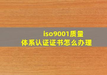 iso9001质量体系认证证书怎么办理