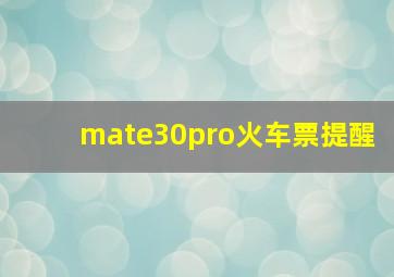 mate30pro火车票提醒