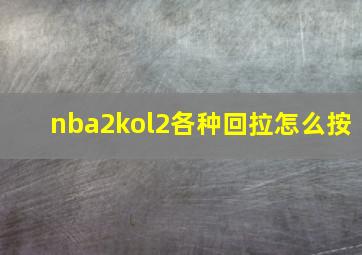 nba2kol2各种回拉怎么按