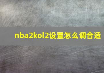 nba2kol2设置怎么调合适