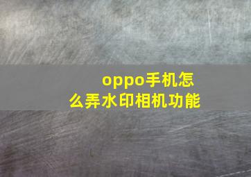 oppo手机怎么弄水印相机功能