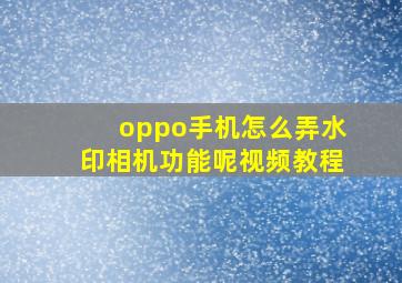 oppo手机怎么弄水印相机功能呢视频教程