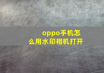 oppo手机怎么用水印相机打开