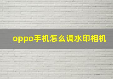 oppo手机怎么调水印相机