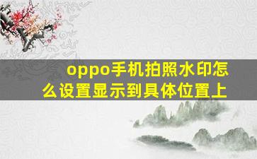 oppo手机拍照水印怎么设置显示到具体位置上