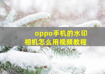 oppo手机的水印相机怎么用视频教程