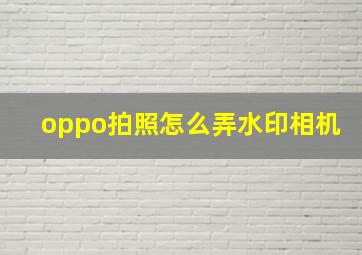 oppo拍照怎么弄水印相机