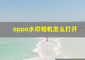 oppo水印相机怎么打开