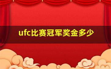 ufc比赛冠军奖金多少