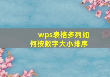 wps表格多列如何按数字大小排序