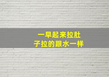 一早起来拉肚子拉的跟水一样