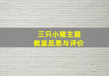 三只小猪主题教案反思与评价