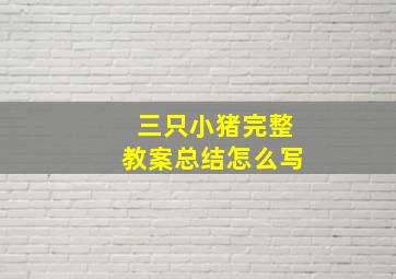 三只小猪完整教案总结怎么写