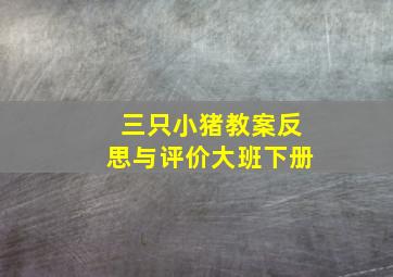 三只小猪教案反思与评价大班下册