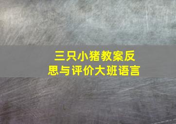 三只小猪教案反思与评价大班语言