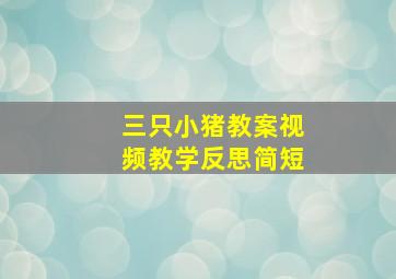 三只小猪教案视频教学反思简短