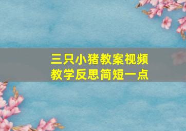 三只小猪教案视频教学反思简短一点