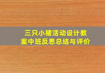 三只小猪活动设计教案中班反思总结与评价