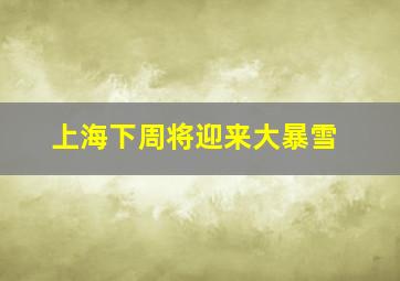 上海下周将迎来大暴雪