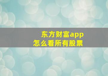 东方财富app怎么看所有股票