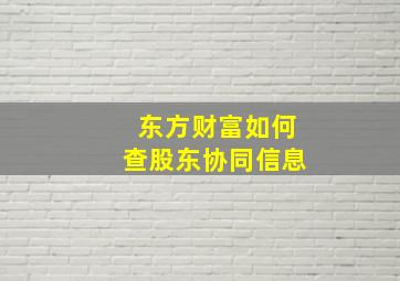 东方财富如何查股东协同信息