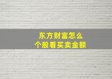 东方财富怎么个股看买卖金额