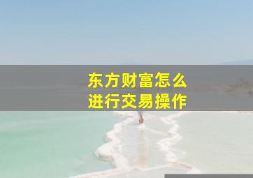 东方财富怎么进行交易操作