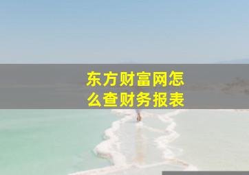 东方财富网怎么查财务报表