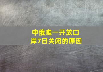 中俄唯一开放口岸7日关闭的原因