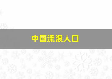 中国流浪人口