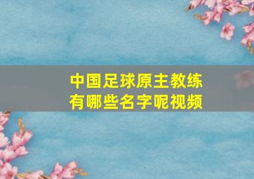 中国足球原主教练有哪些名字呢视频