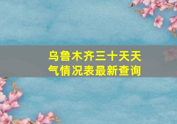 乌鲁木齐三十天天气情况表最新查询