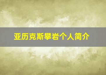 亚历克斯攀岩个人简介